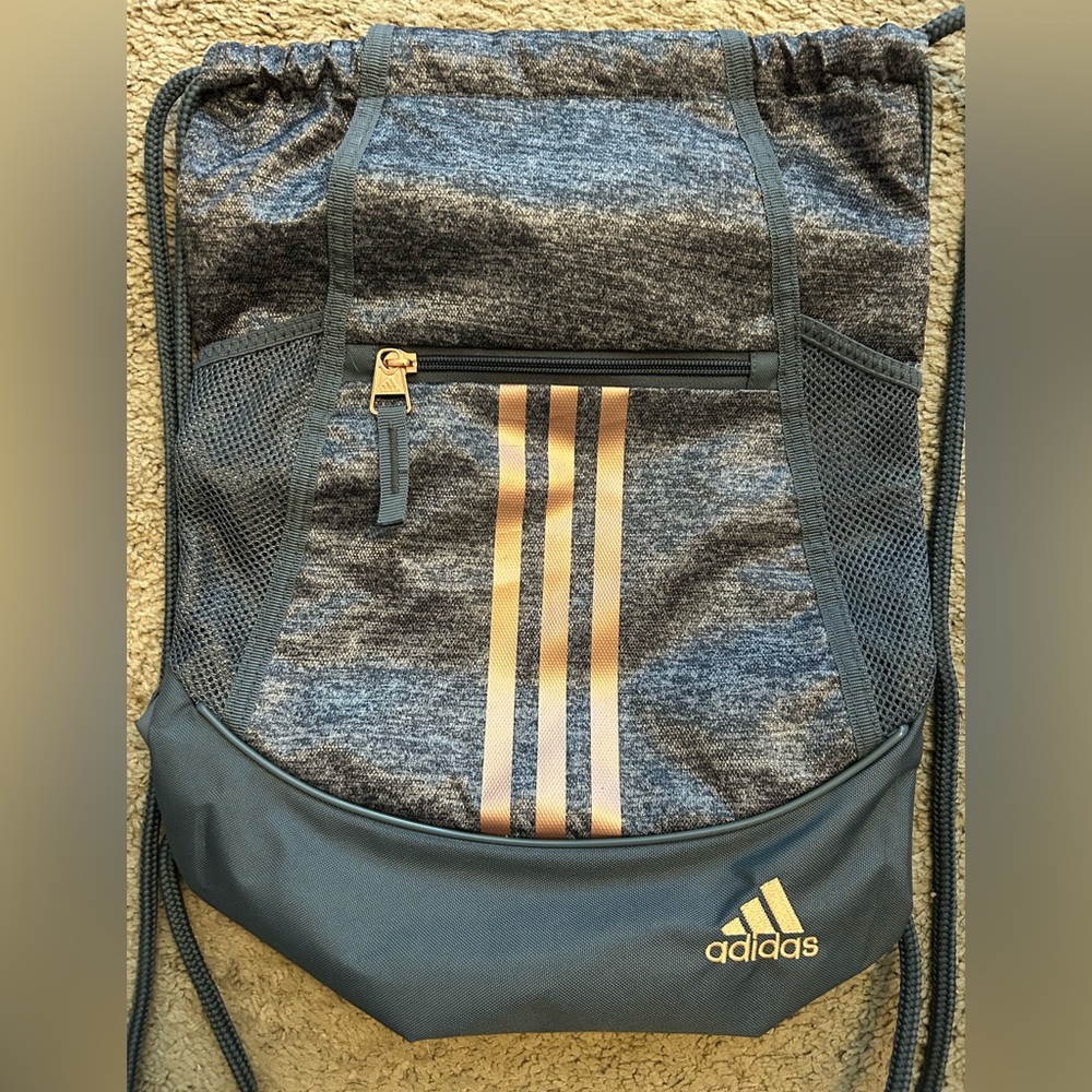 Adidas Gray and Copper Drawstring Bag